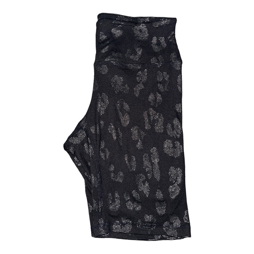 Nwot Black & Silver Animal Print Embellished Biker Shorts Size Medium - Picture 4 of 4